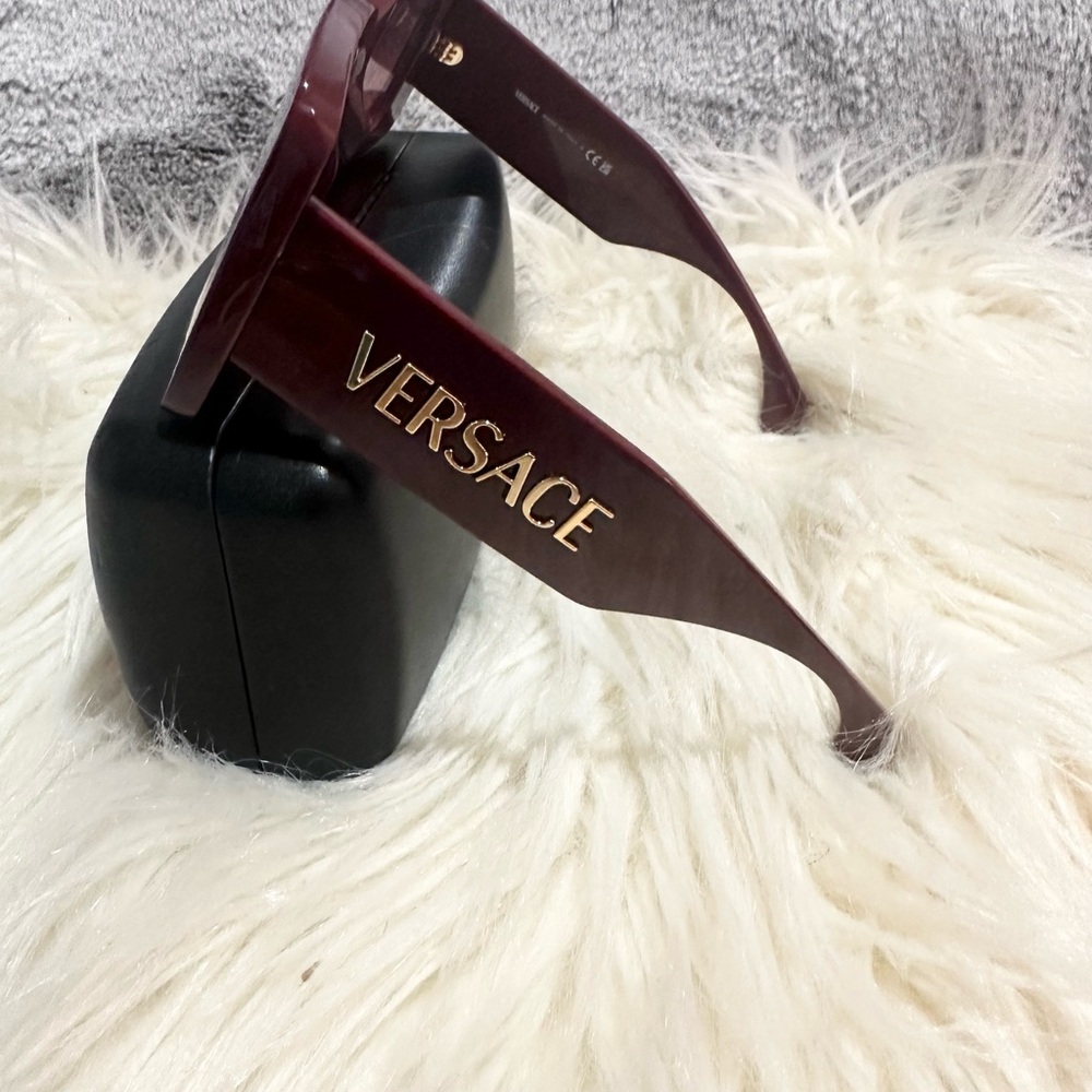 Versace Dark Red Sunglasses with Gold Accents